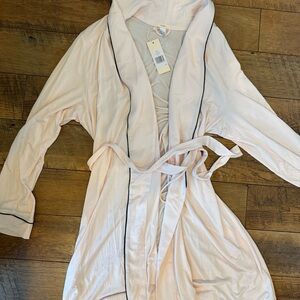 Gisele TENCEL Pink Robe with Black Trim